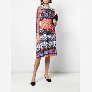 Lela Rose Floral Crepe Midi Dress Size 4 Party Event